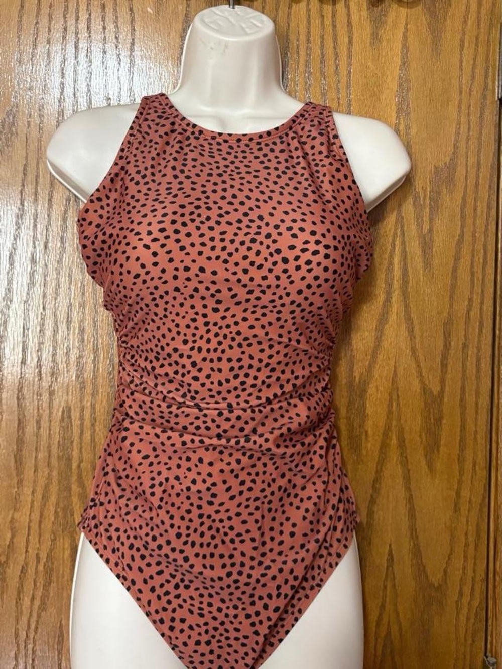Kona Sol Rust Spot Print Sleeveless Bodysuit